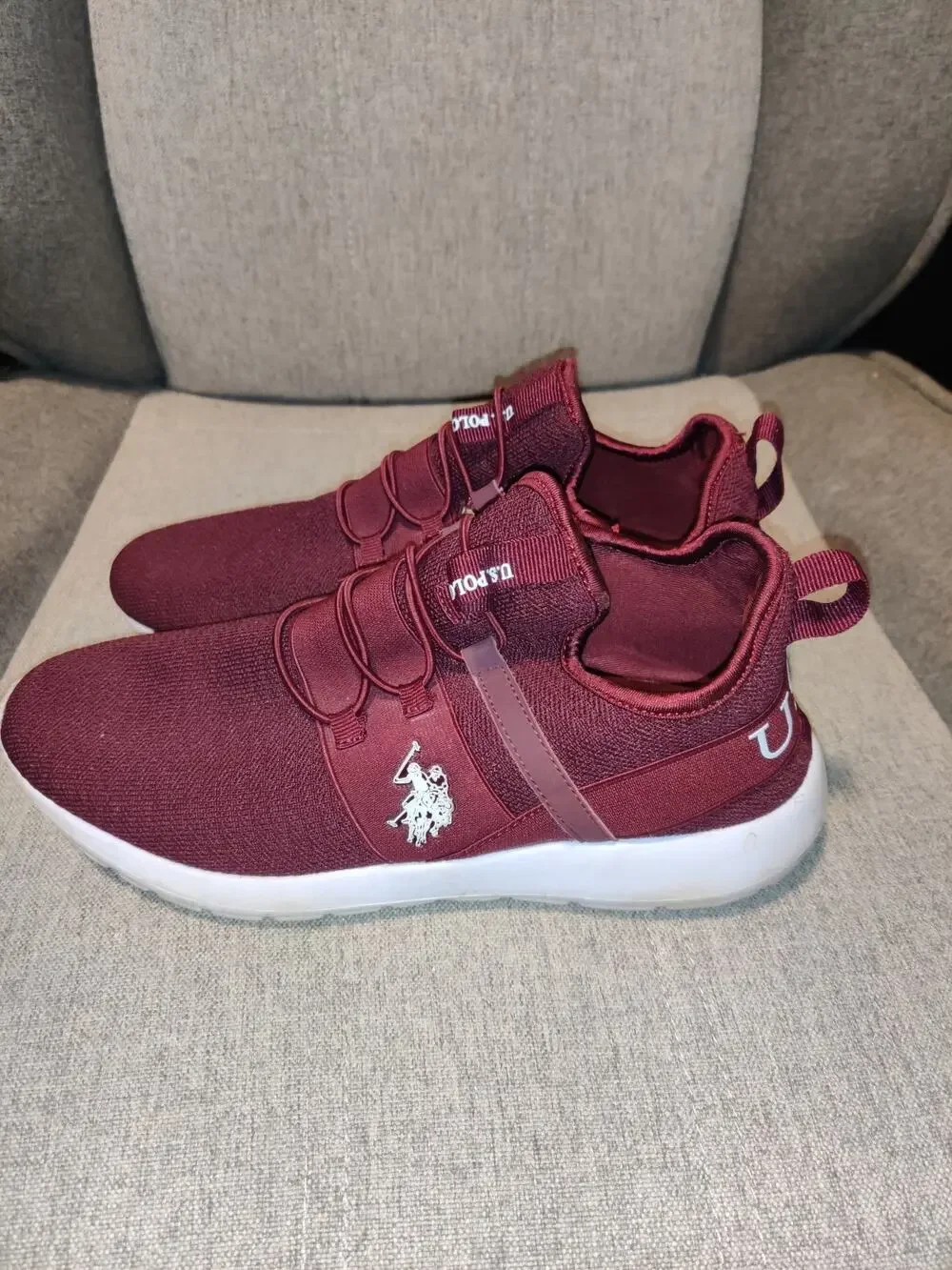 US Polo Assn Women's Slip-On Sneakers Size 10 Red Burgundy / White